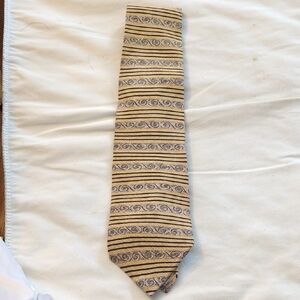 Claiborne Striped Tan and Black Men's Silk Tie